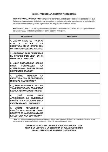 Formato de Productos CTE Multigrado Tema 4 (Editable en Word)