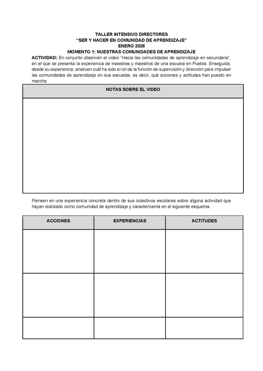 Formato de Productos Taller Intensivo Directores (Editable en Word)