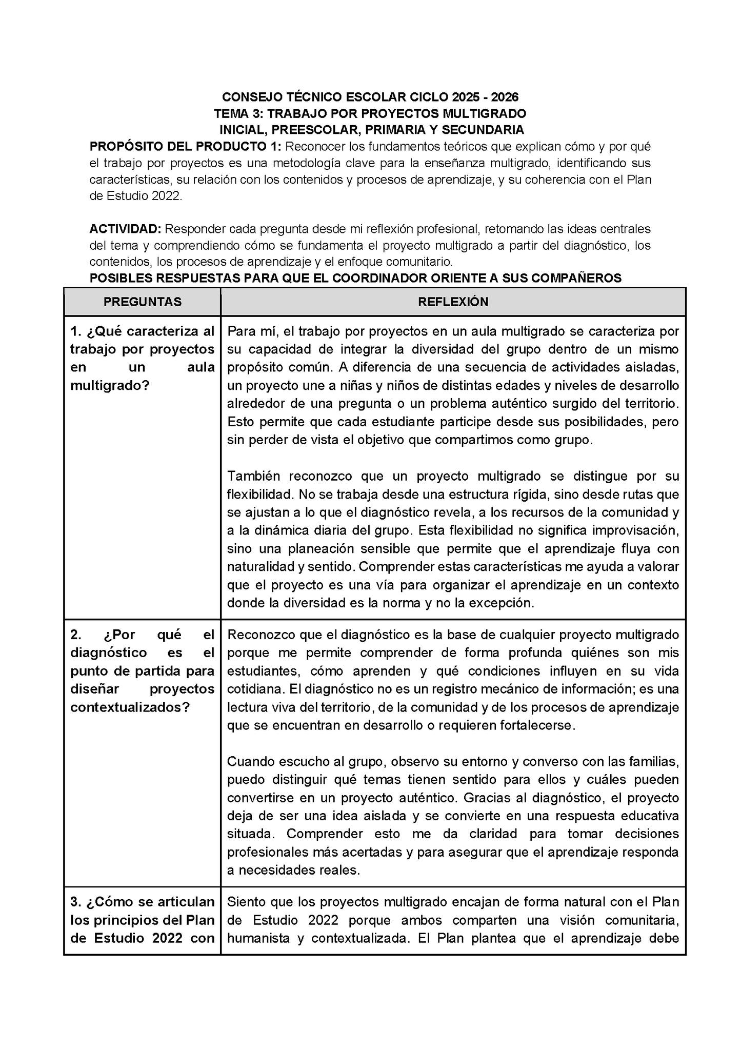 Formato de Productos CTE Multigrado Tema 3 (Editable en Word)