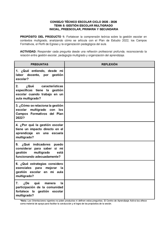 Formato de Productos CTE Multigrado Tema 5 (Editable en Word)