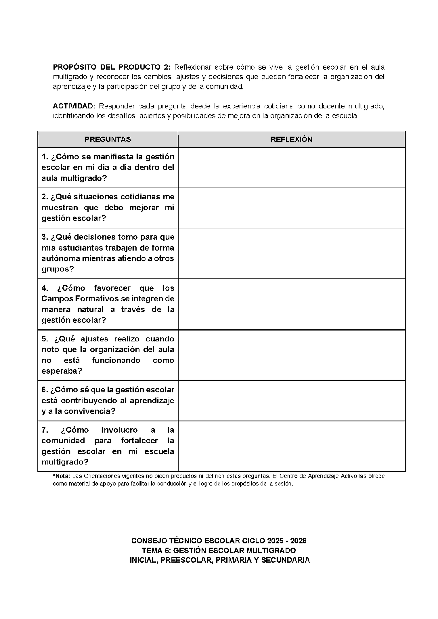 Formato de Productos CTE Multigrado Tema 5 (Editable en Word)