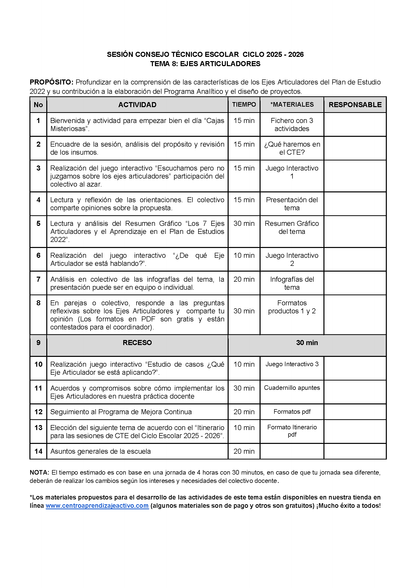 Propuesta Orden del Día Tema 8: EJES ARTICULADORES (Editable en Word)