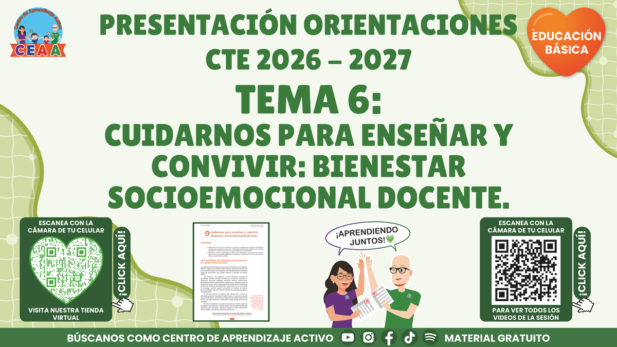 Presentación CTE 2026-2027 de Cuidarnos para enseñar y convivir: bienestar socioemocional docente, Básica tema 6