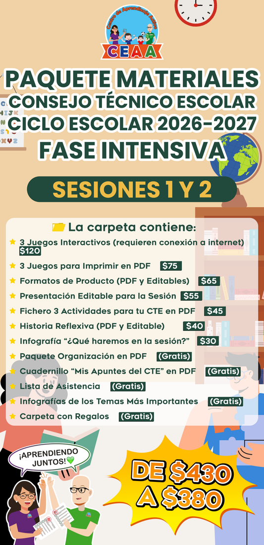 PAQUETE COMPLETO MATERIALES CTE FASE INTENSIVA SESIONES 1 Y 2