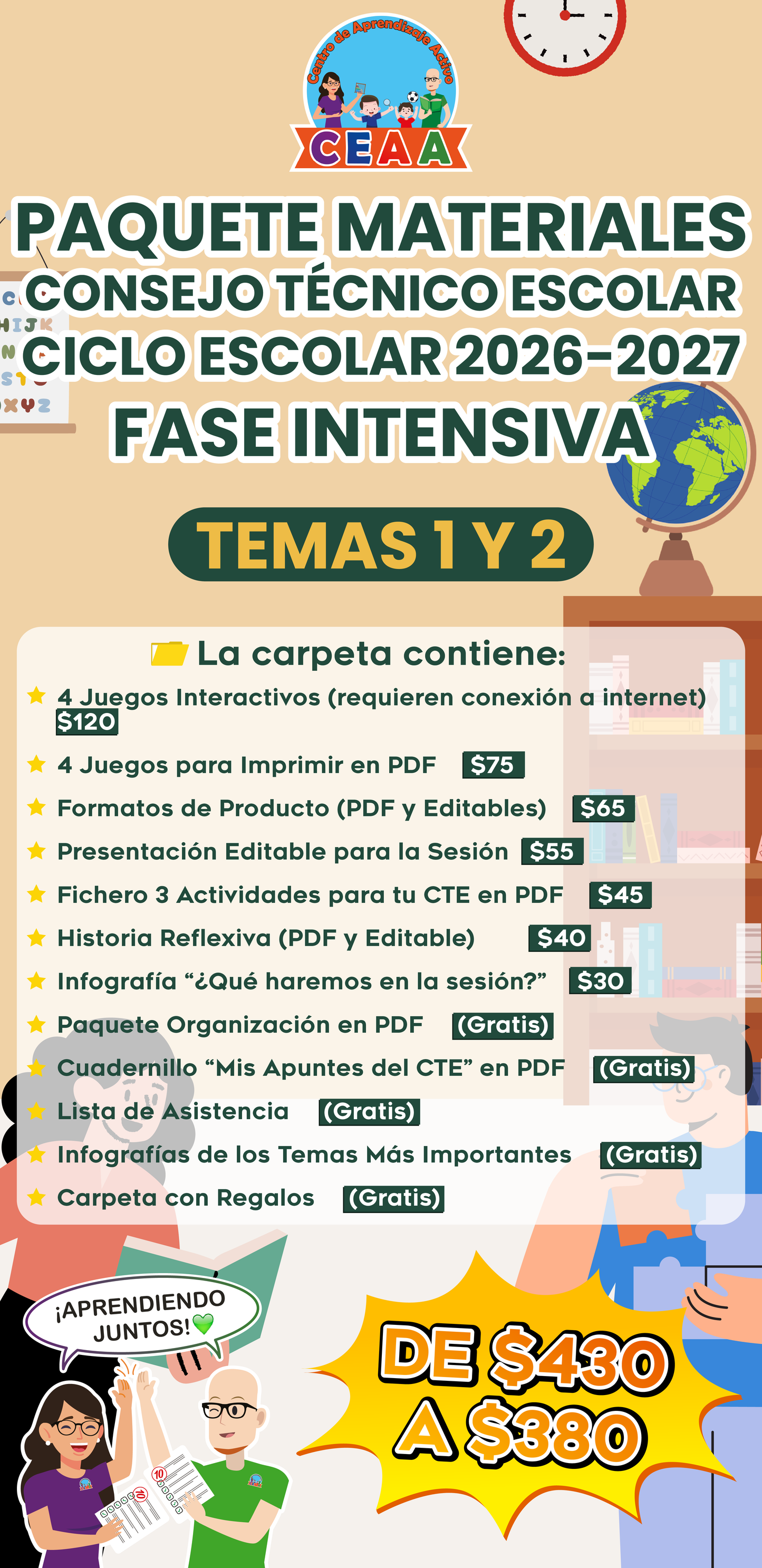 PAQUETE COMPLETO MATERIALES CTE FASE INTENSIVA TEMAS 1 Y 2