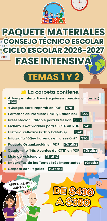 PAQUETE COMPLETO MATERIALES CTE FASE INTENSIVA TEMAS 1 Y 2