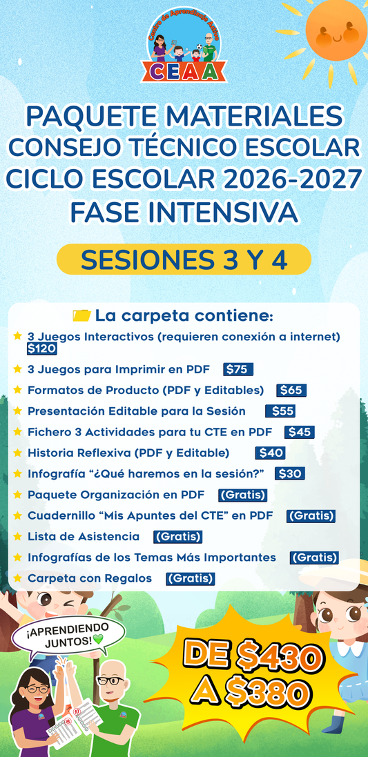 PAQUETE COMPLETO MATERIALES CTE FASE INTENSIVA SESIONES 3 Y 4
