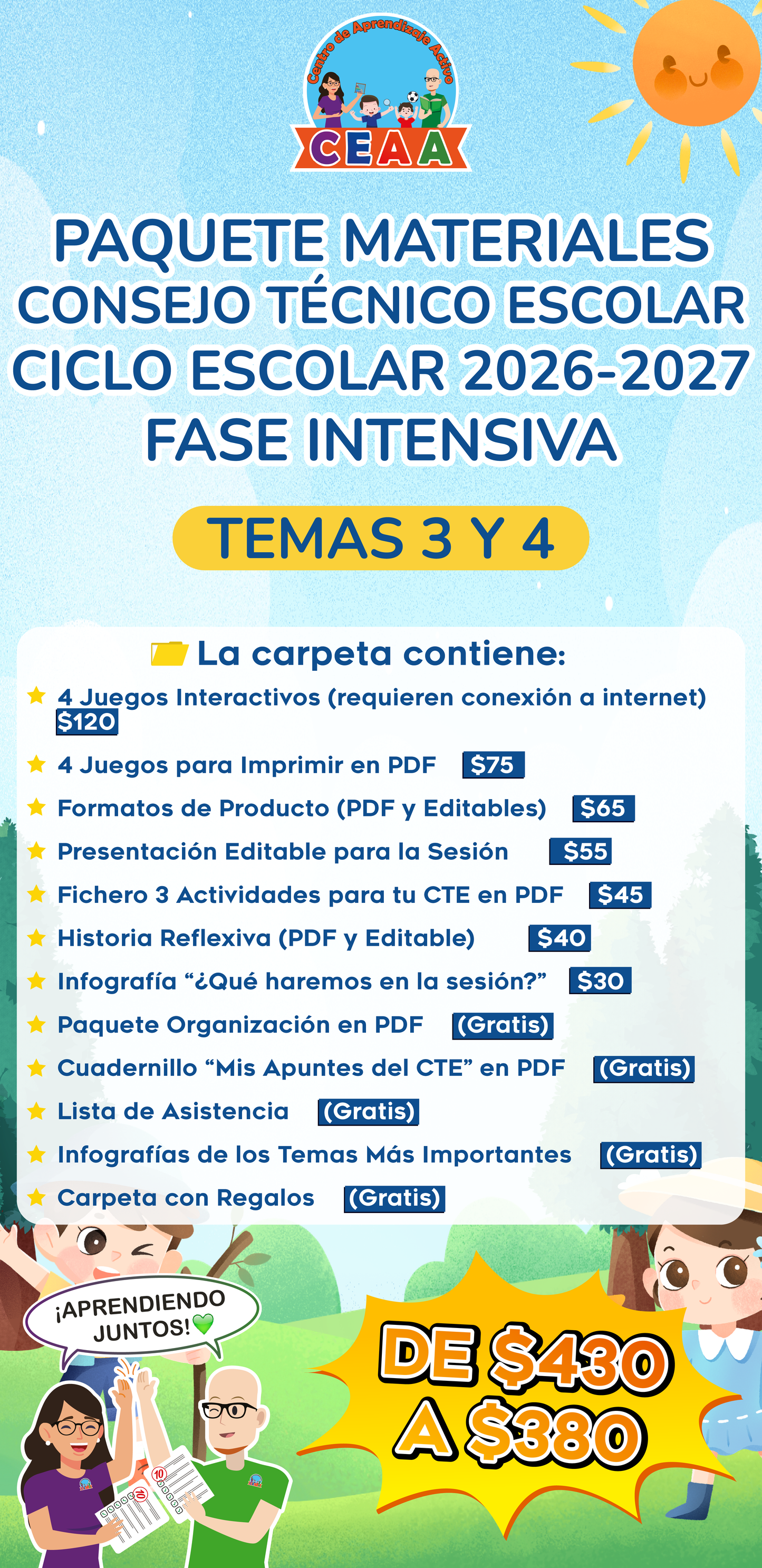 PAQUETE COMPLETO MATERIALES CTE FASE INTENSIVA TEMAS 3 Y 4