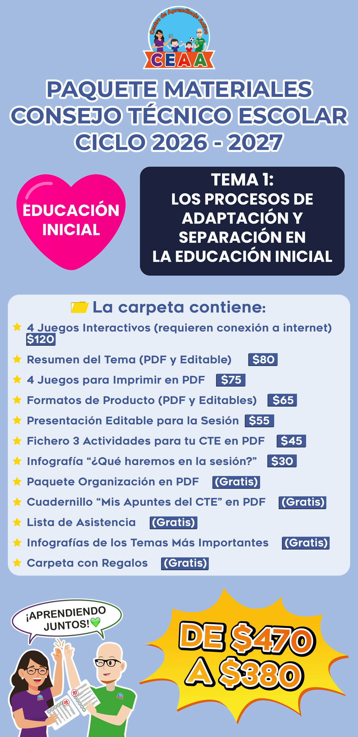 Paquete Completo Materiales CTE 2026 - 2027 Educación Inicial TEMA 1: LOS PROCESOS DE ADAPTACIÓN Y SEPARACIÓN EN LA EDUCACIÓN INICIAL