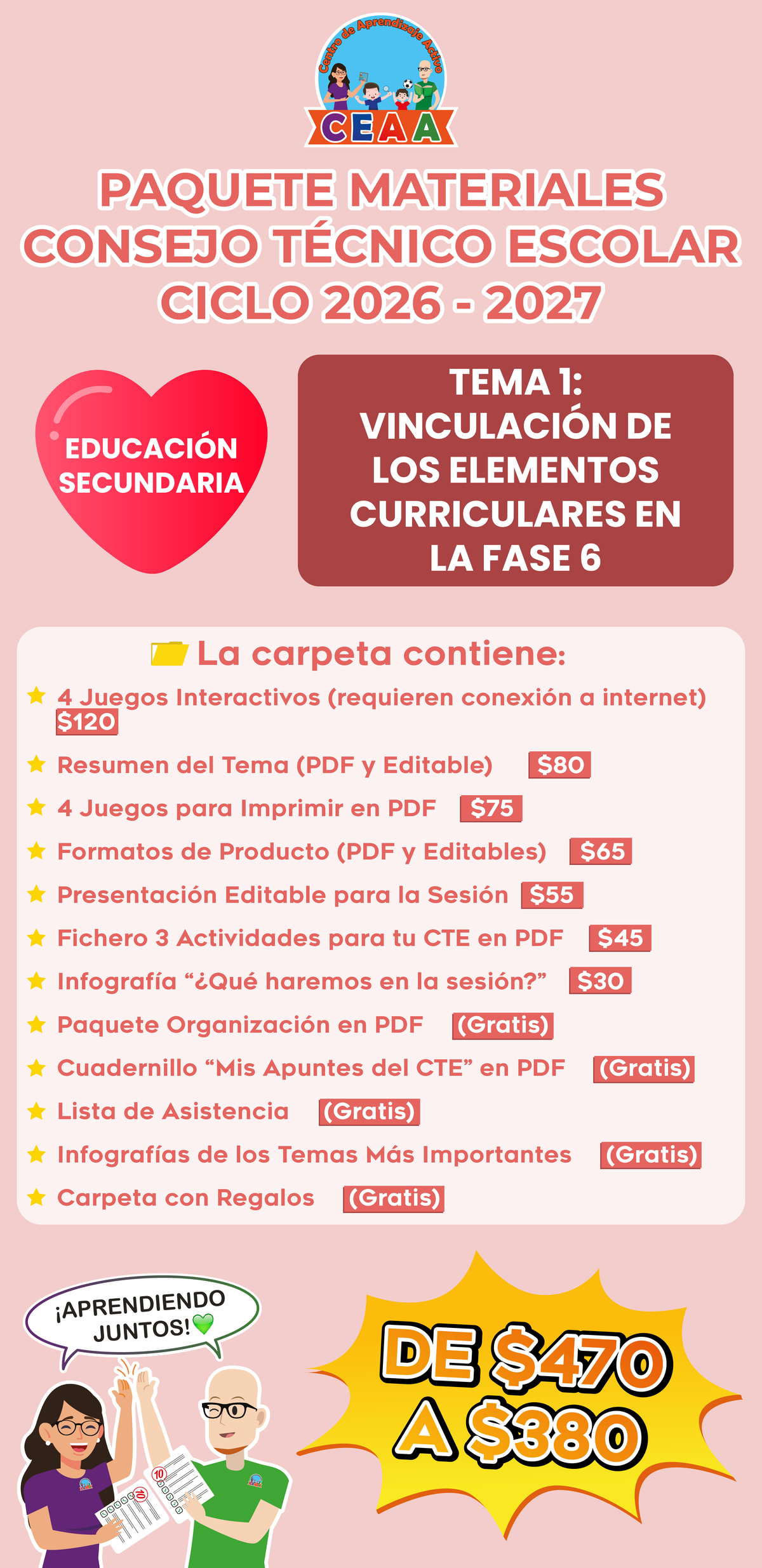 Paquete Completo Materiales CTE 2026 - 2027 Educación Secundaria TEMA 1: VINCULACIÓN DE LOS ELEMENTOS CURRICULARES EN LA FASE 6