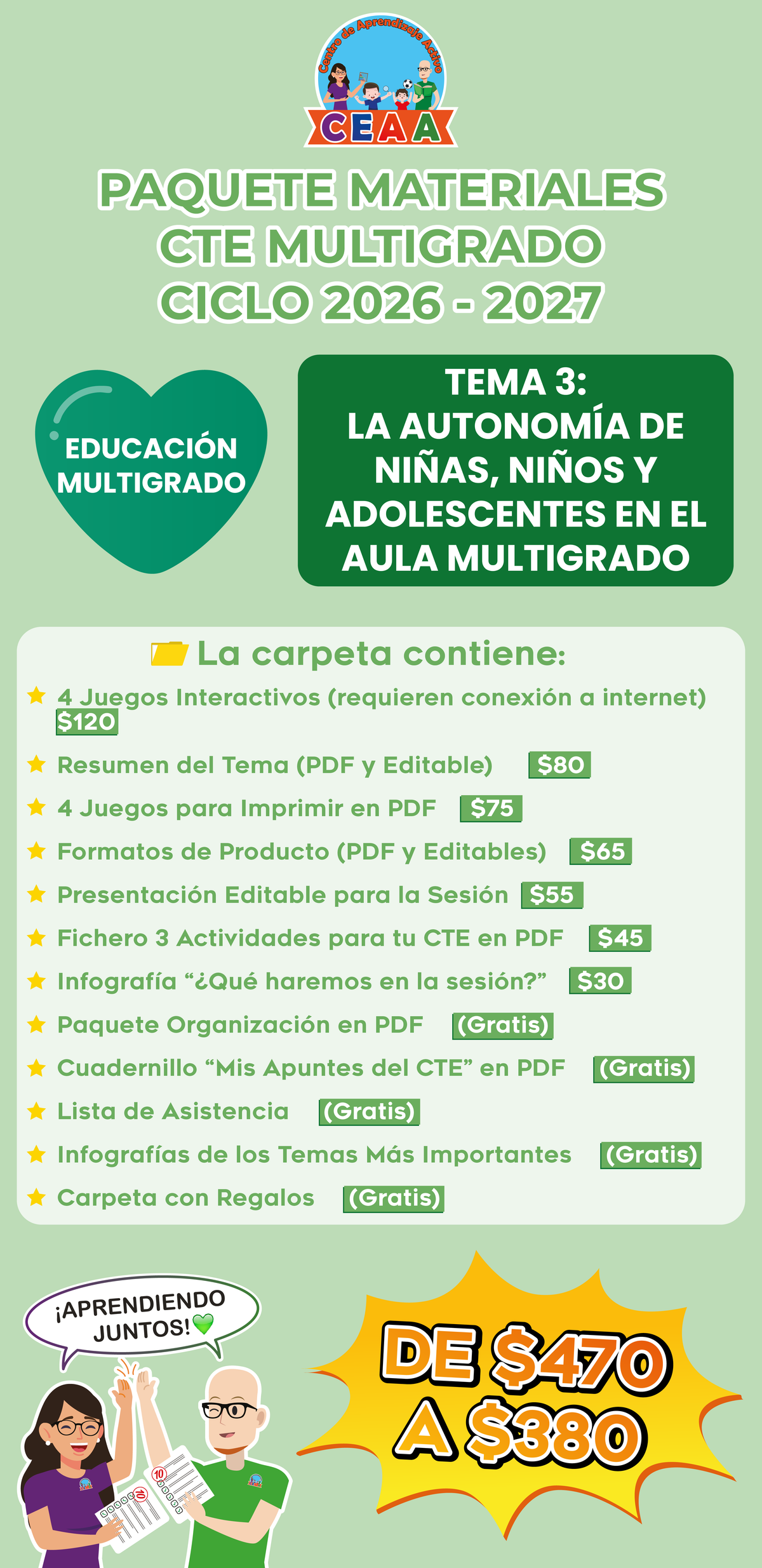 Paquete Completo Materiales CTE 2026 - 2027 Educación Multigrado TEMA 3: LA AUTONOMÍA DE NIÑAS, NIÑOS Y ADOLESCENTES EN EL AULA MULTIGRADO