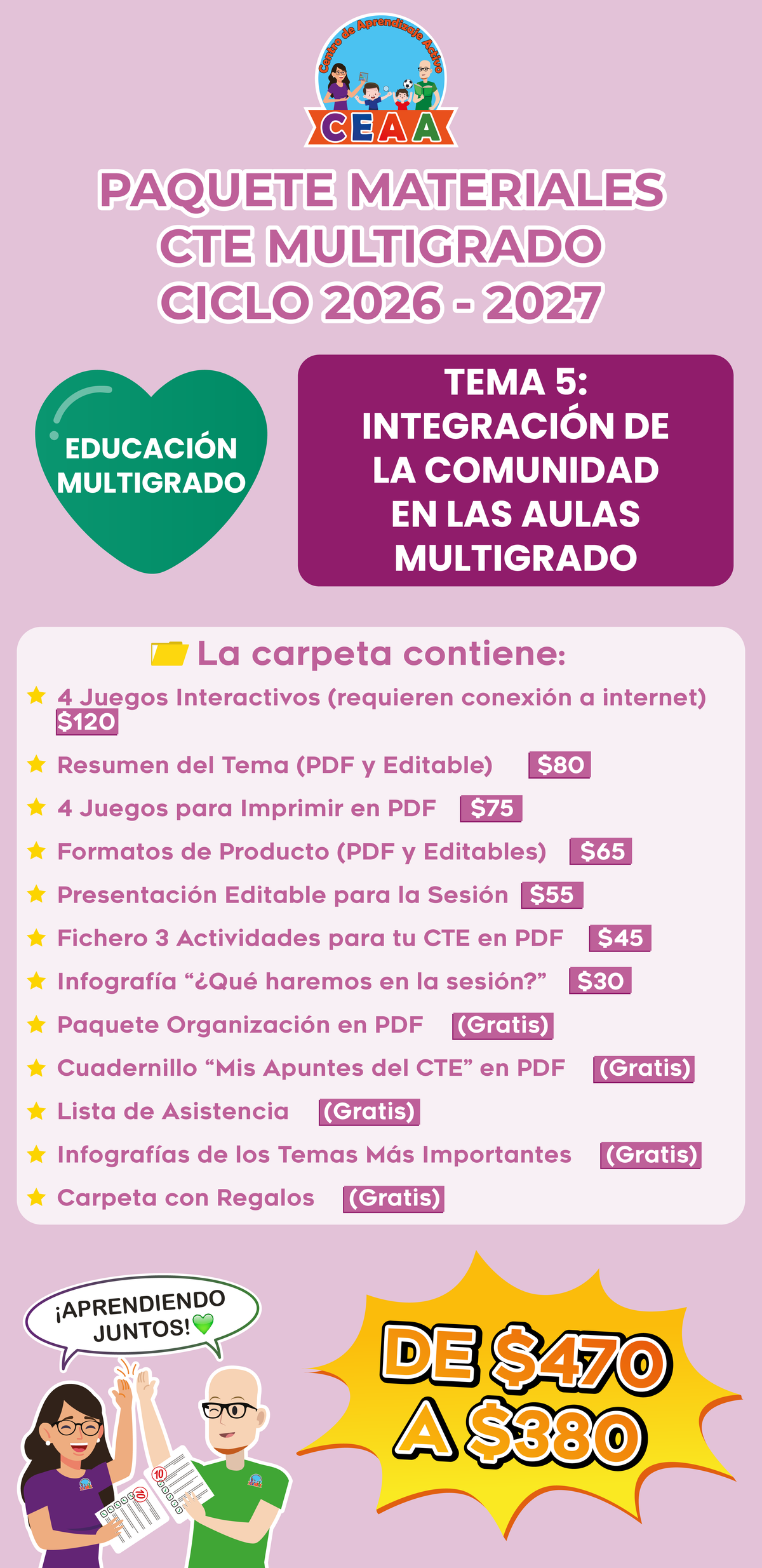 Paquete Completo Materiales CTE 2026 - 2027 Educación Multigrado TEMA 5: INTEGRACIÓN DE LA COMUNIDAD EN LAS AULAS MULTIGRADO
