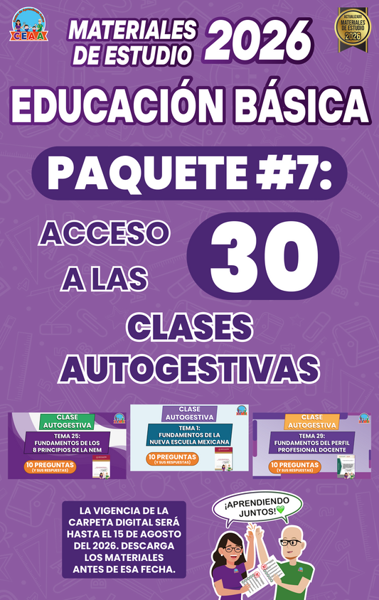 Paquete #7 Materiales de Estudio 2026: Clases Autogestivas