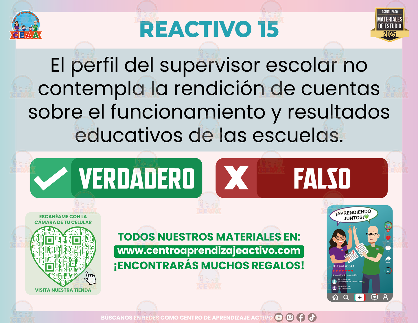 Cuadernillo de Estudio - Perfil Profesional del Supervisor Escolar - Verdadero o Falso