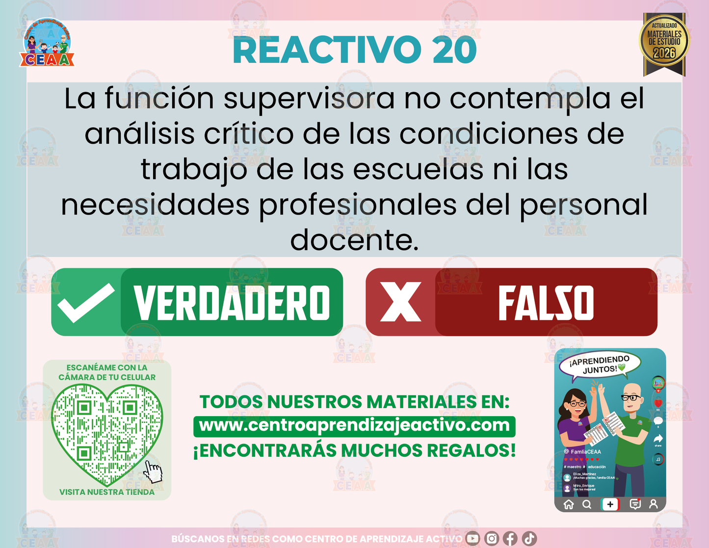 Cuadernillo de Estudio - Perfil Profesional del Supervisor Escolar - Verdadero o Falso en PDF
