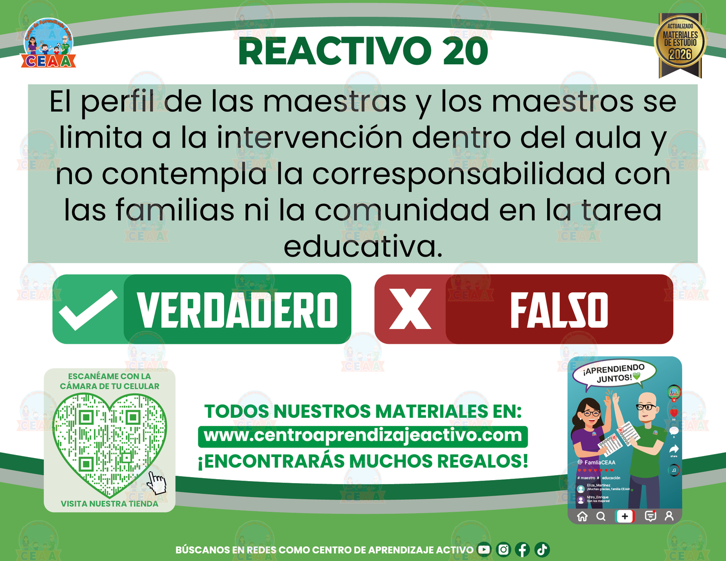 Cuadernillo de Estudio - Perfil Profesional de las maestras y los maestros - Verdadero o Falso en PDF