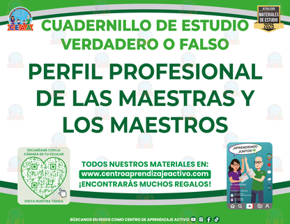 Cuadernillo de Estudio - Perfil Profesional de las maestras y los maestros - Verdadero o Falso