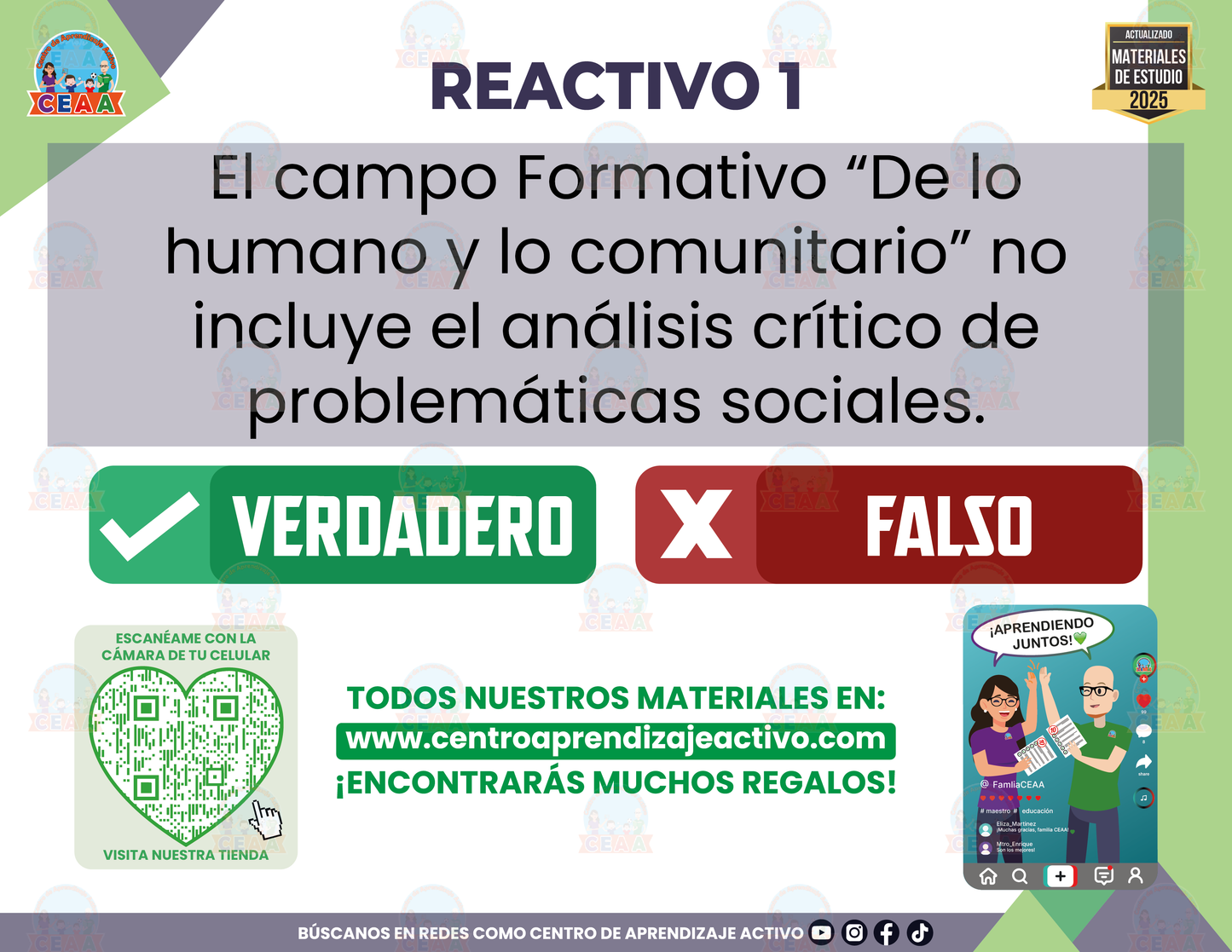 Cuadernillo de Estudio - Plan 2022 Campo Formativo “De lo humano y lo comunitario” - Verdadero o Falso