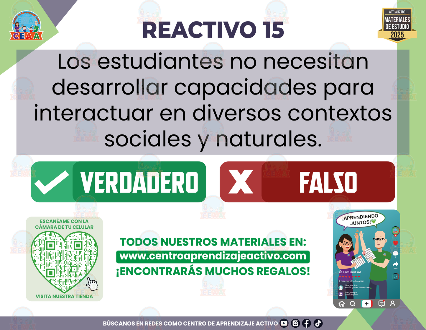 Cuadernillo de Estudio - Plan 2022 Campo Formativo “De lo humano y lo comunitario” - Verdadero o Falso