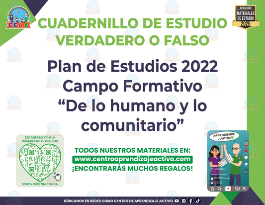 Cuadernillo de Estudio - Plan 2022 Campo Formativo “De lo humano y lo comunitario” - Verdadero o Falso