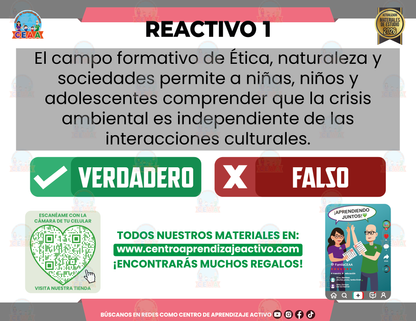Cuadernillo de Estudio - Plan 2022 Campo Formativo Ética, naturaleza y sociedades - Verdadero o Falso en PDF