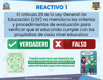 Cuadernillo de Estudio - Plan 2022 La evaluación de los aprendizajes - Verdadero o Falso