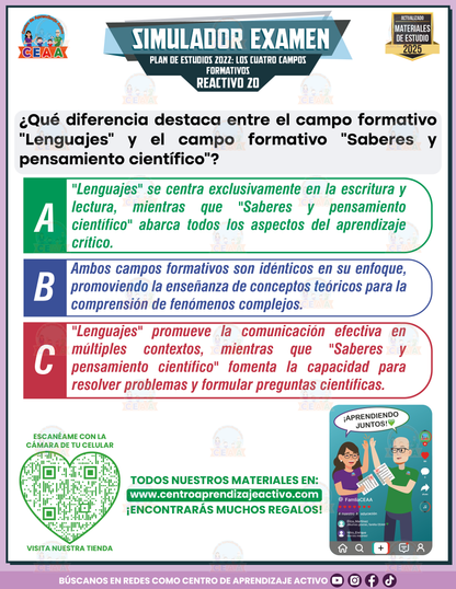 Simulador de Examen Plan de Estudios 2022: Los 4 Campos Formativos en PDF