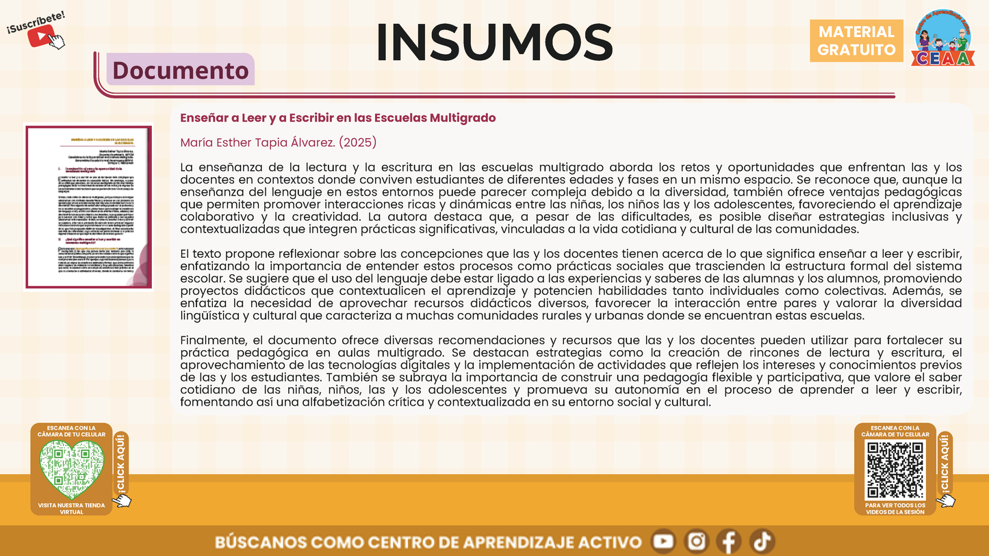 Presentación CTE Multigrado Tema 4: La Lectura y la Escritura en Aulas Multigrado en PDF