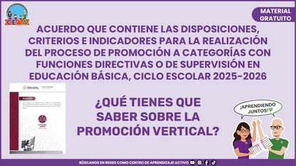 PRESENTACIÓN ACUERDO QUE CONTIENE LAS DISPOSICIONES, CRITERIOS E INDICADORES PARA LA REALIZACIÓN DEL PROCESO DE PROMOCIÓN A CATEGORÍAS CON FUNCIONES DIRECTIVAS O DE SUPERVISIÓN EN EDUCACIÓN BÁSICA, CICLO ESCOLAR 2025-2026