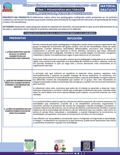 Formato de Productos CTE Multigrado Tema 1 en PDF