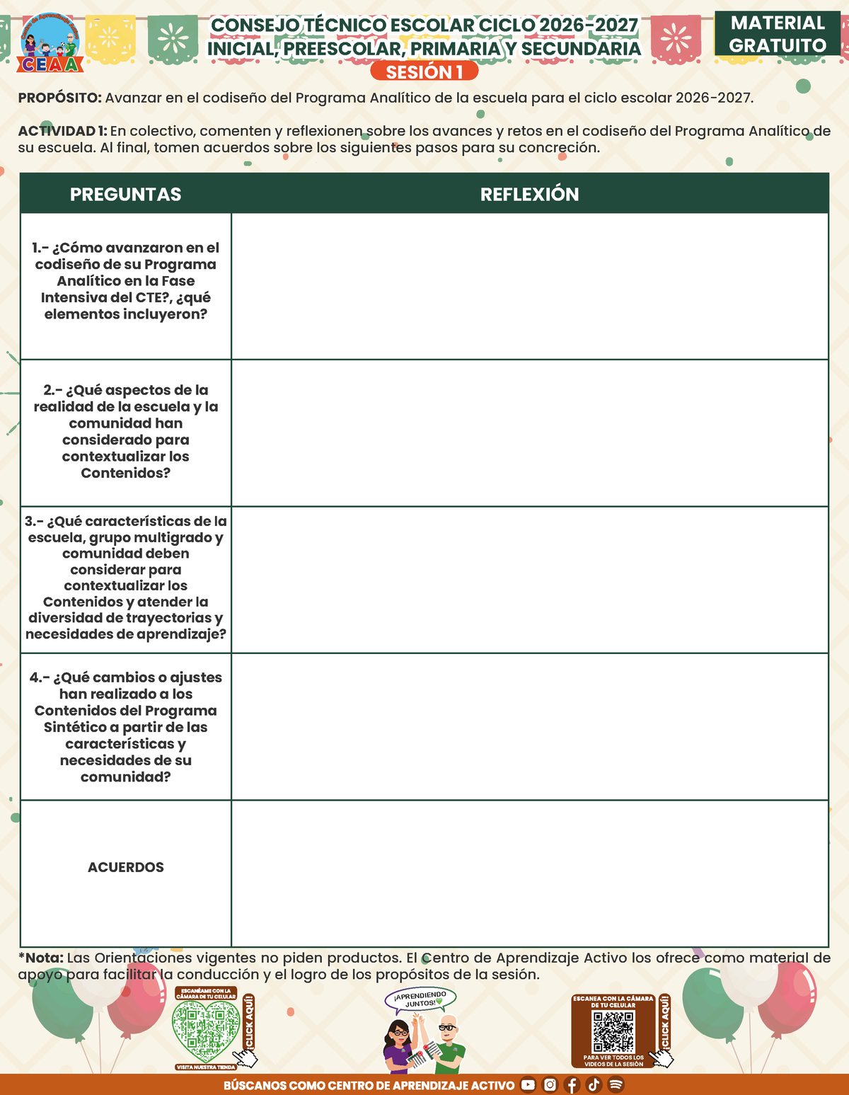 Formato de Productos para tu CTE Sesión 1 Septiembre 2026 en PDF