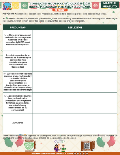 Formato de Productos para tu CTE Sesión 1 Septiembre 2026 en PDF