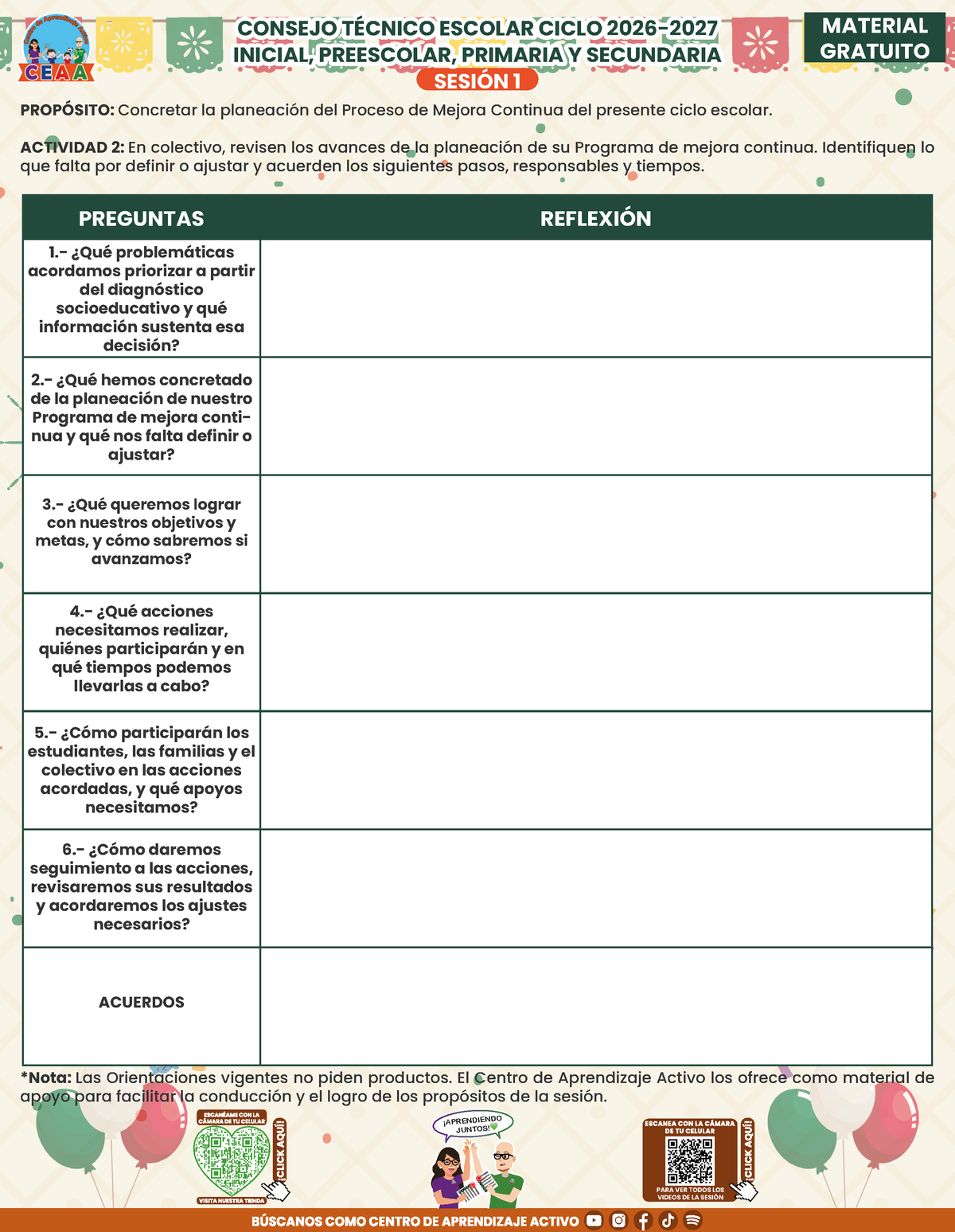 Formato de Productos para tu CTE Sesión 1 Septiembre 2026 en PDF