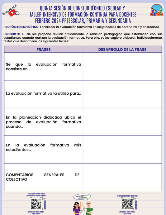 Formatos Productos Quinta Sesión CTE Preescolar, Primaria y Secundaria