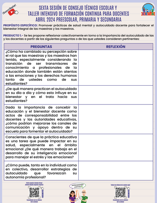 Formatos Productos Sexta Sesión CTE Preescolar, Primaria y Secundaria