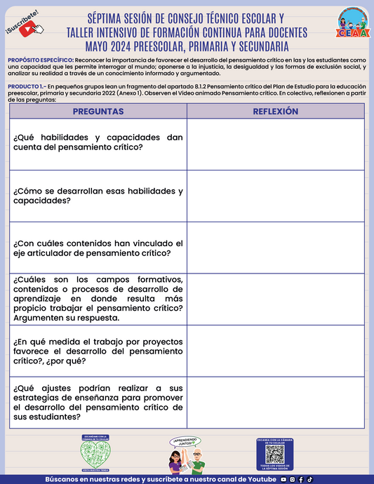 Formatos Productos Séptima Sesión CTE Preescolar, Primaria y Secundaria