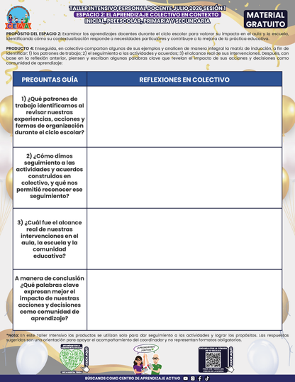 Formato de Productos para tu Taller Intensivo Sesión 1 Espacios 1 y 2 Julio 2026 en PDF