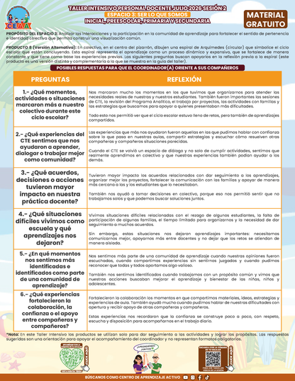 Formato de Productos para tu Taller Intensivo Sesión 2 Espacios 3 y 4 Julio 2026 en PDF