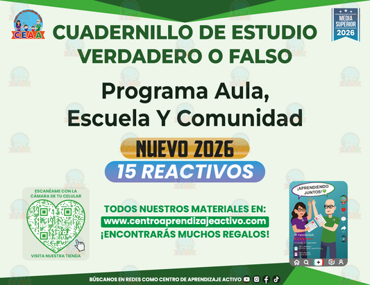 Cuadernillo de Estudio - Programa Aula, Escuela Y Comunidad - Verdadero o Falso - Media Superior