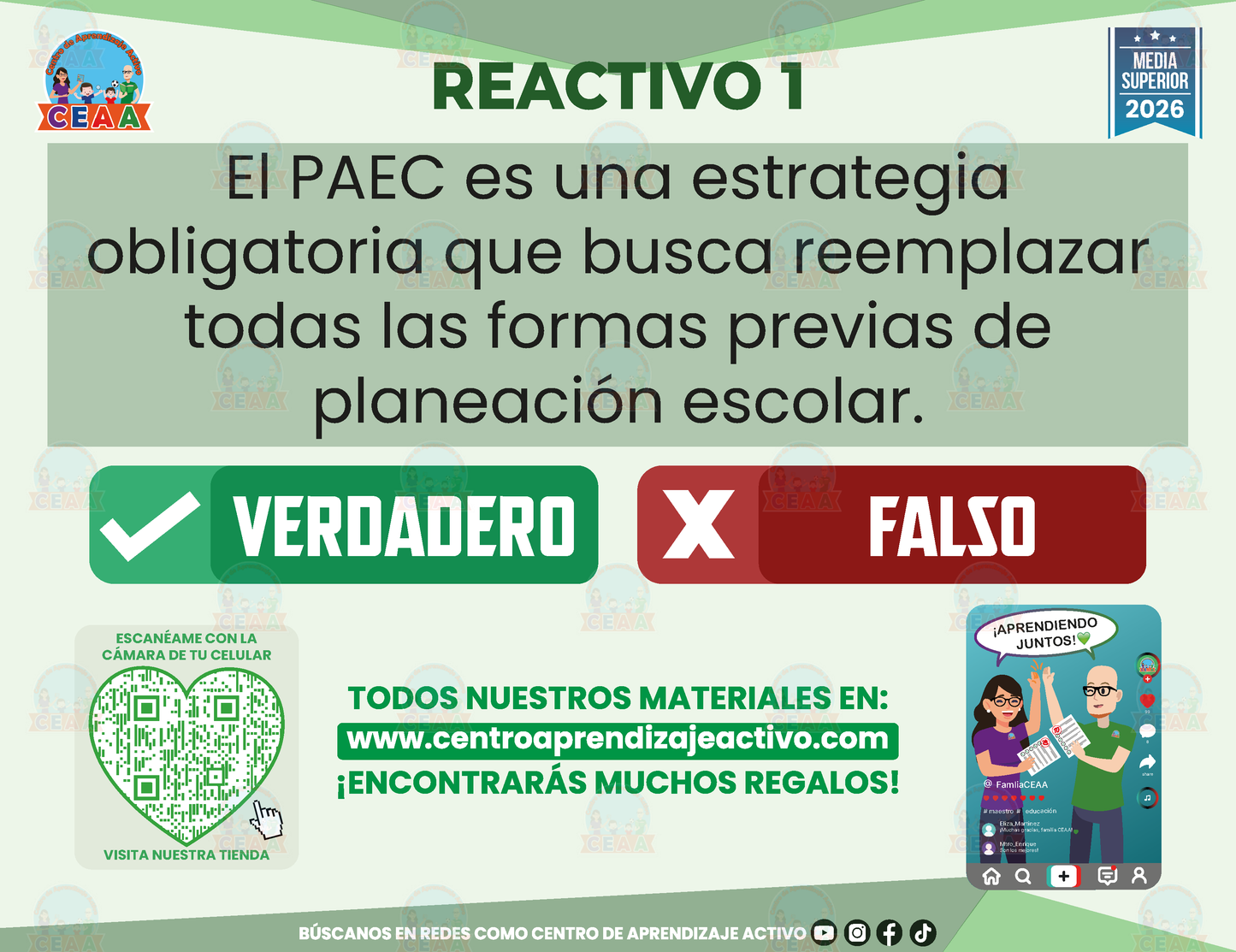 Cuadernillo de Estudio - Programa Aula, Escuela Y Comunidad - Verdadero o Falso - Media Superior