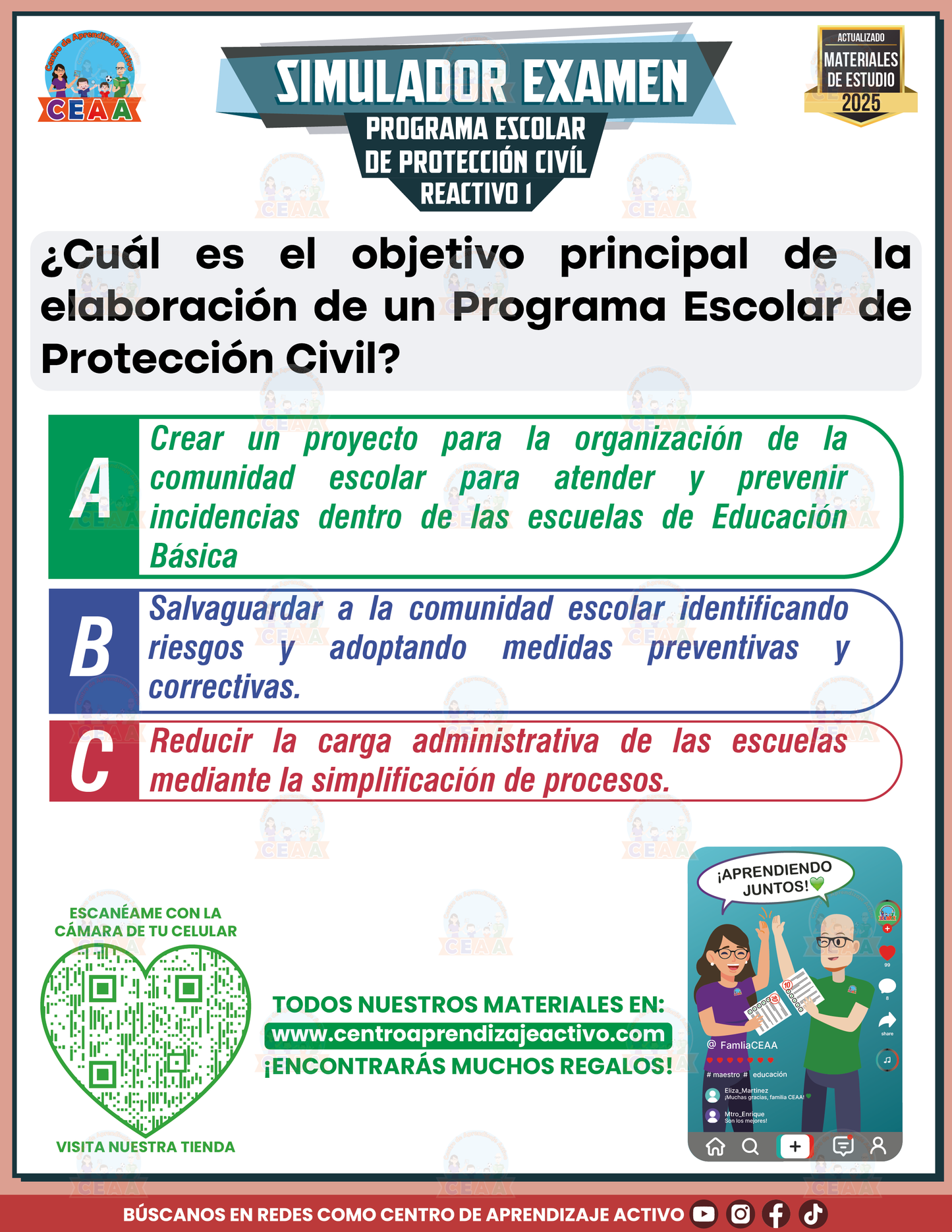 Simulador de Examen Programa Escolar de Protección Civil en PDF