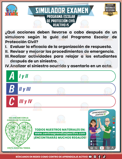 Simulador de Examen Programa Escolar de Protección Civil en PDF