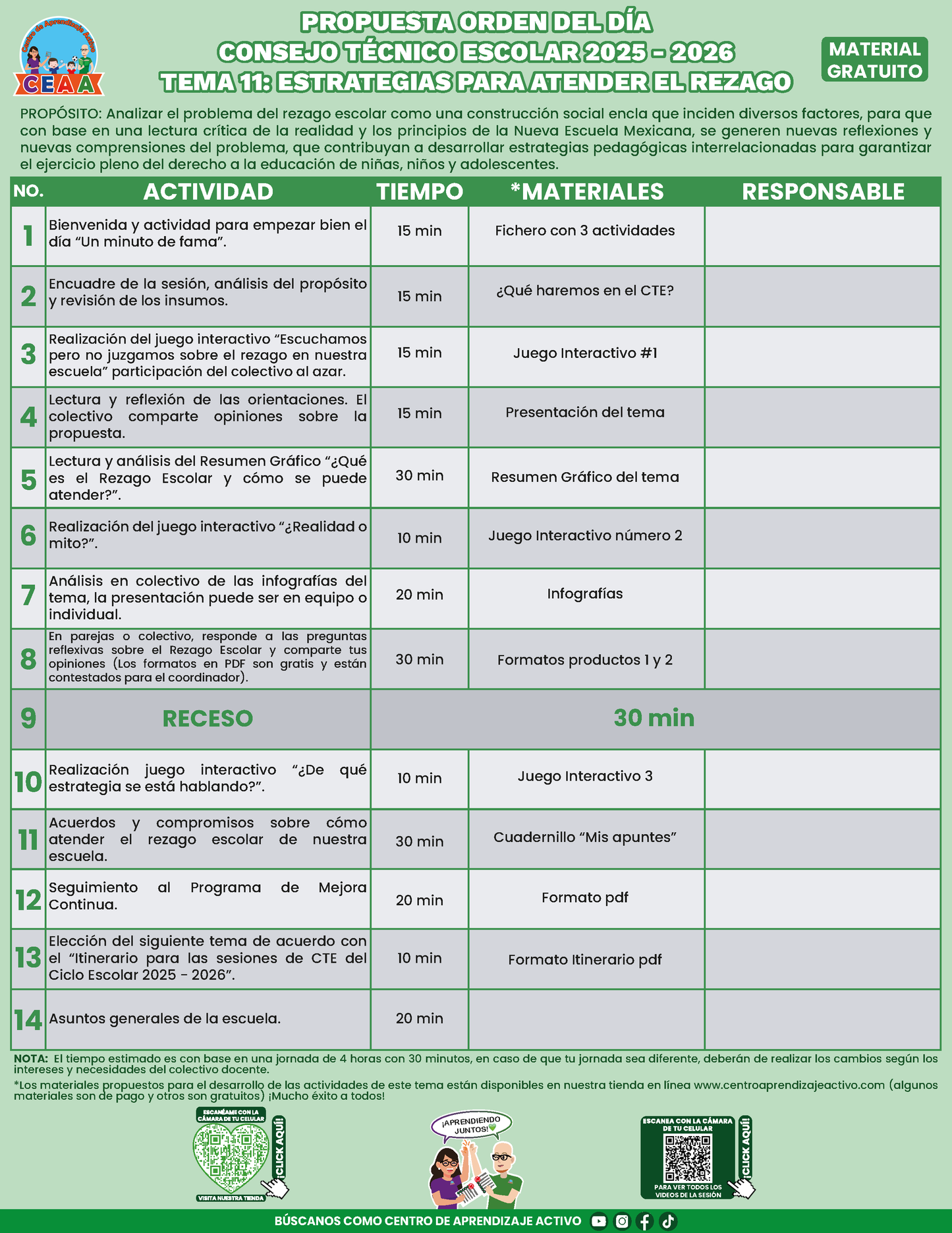 Propuesta Orden del Día Tema 11: ESTRATEGIAS PARA ATENDER EL REZAGO en PDF