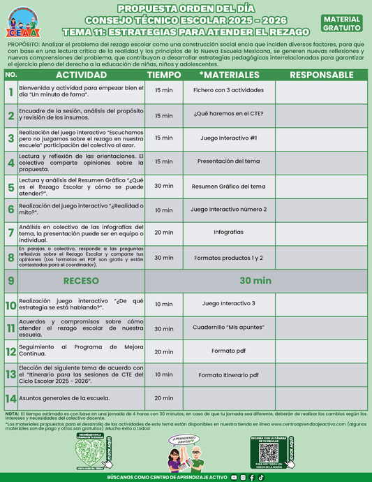 Propuesta Orden del Día Tema 11: ESTRATEGIAS PARA ATENDER EL REZAGO en PDF