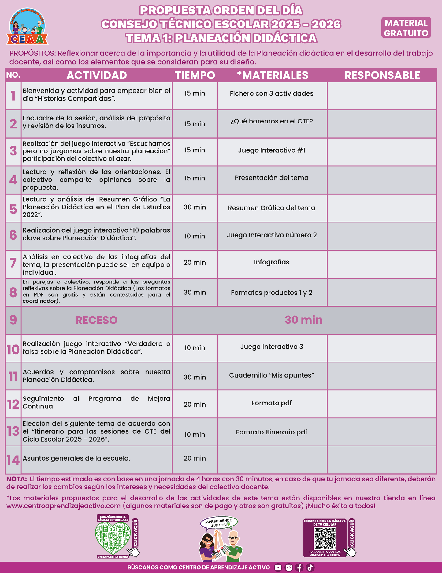 Propuesta Orden del Día Tema 1: PLANEACIÓN DIDÁCTICA en PDF