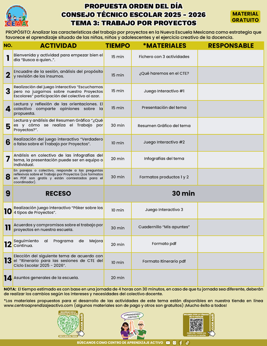 Propuesta Orden del Día Tema 3: TRABAJO POR PROYECTOS en PDF