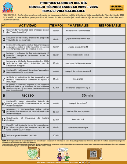 Propuesta Orden del Día Tema 6: VIDA SALUDABLE en PDF