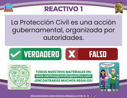 Cuadernillo de Estudio - Protección Civil en las Escuela de Educación Básica - Verdadero o Falso en PDF