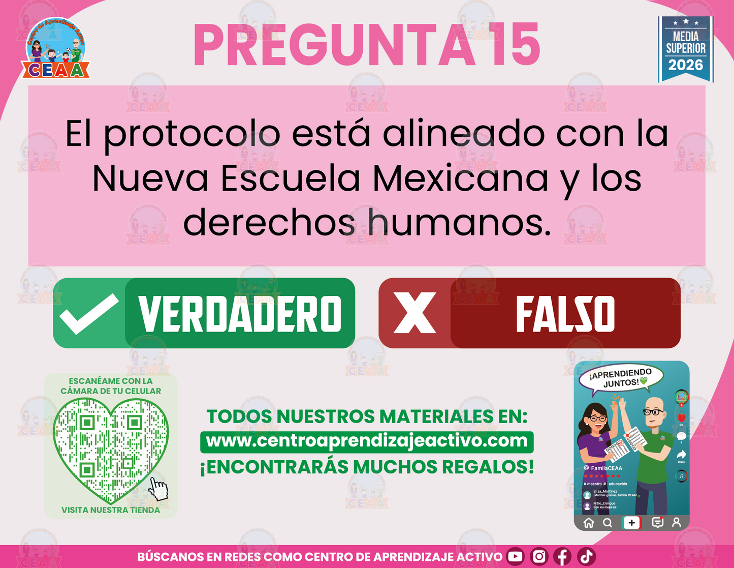 Cuadernillo de Estudio - Protocolo Para La Protección Y Cuidado Del Estudiantado En La Revisión De Útiles Escolares En Los Planteles Federales De Educación Media Superior - Verdadero o Falso - Media Superior
