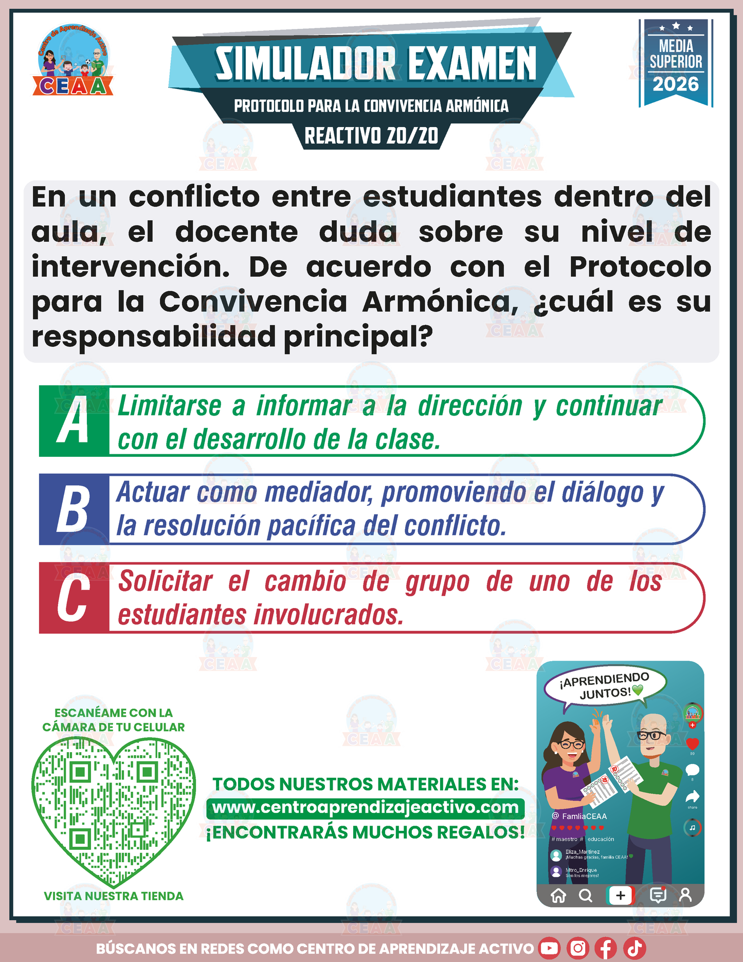 Simulador de Examen - PROTOCOLO PARA LA CONVIVENCIA ARMÓNICA DEL ESTUDIANTADO EN LOS PLANTELES FEDERALES DE EDUCACIÓN MEDIA SUPERIOR - Media Superior
